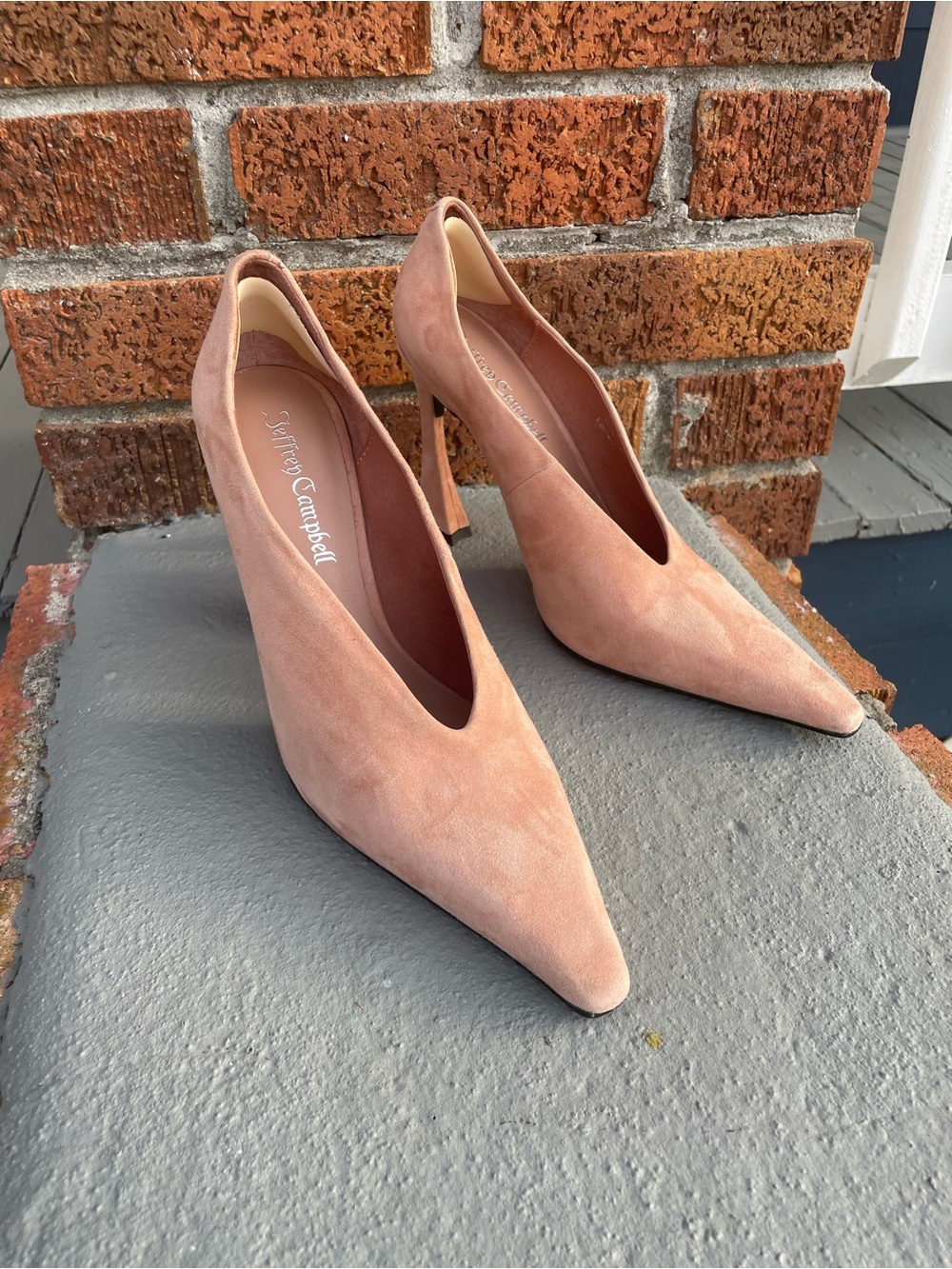 Jeffrey Campbell Pink Suede Sculptural Slingback Heels Size 9